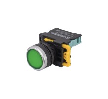 ВК22-EW3361-65У1, зелёный, 1НО, цилиндр, c подсветкой 220В, d22мм, IP65, выключатель кнопочный  (ЭТ)   ET559661   Электротехник