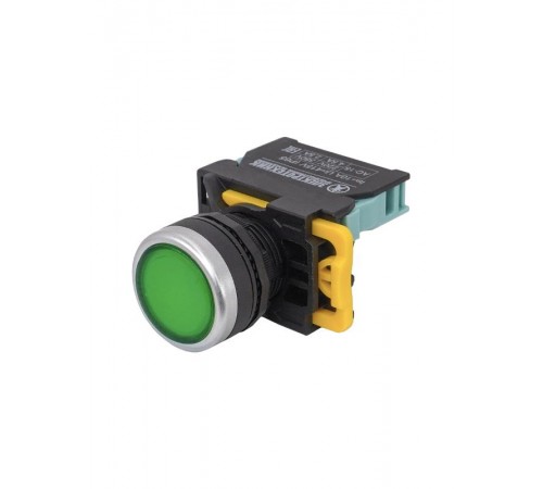 ВК22-EW3361-65У1, зелёный, 1НО, цилиндр, c подсветкой 220В, d22мм, IP65, выключатель кнопочный  (ЭТ)   ET559661   Электротехник