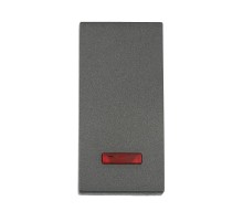 Переключатель с двух мест, с индикатором 45х22,5 мм (схема 6L) 16 A, 250 B (черный бархат) LK45  850408  Ecoplast