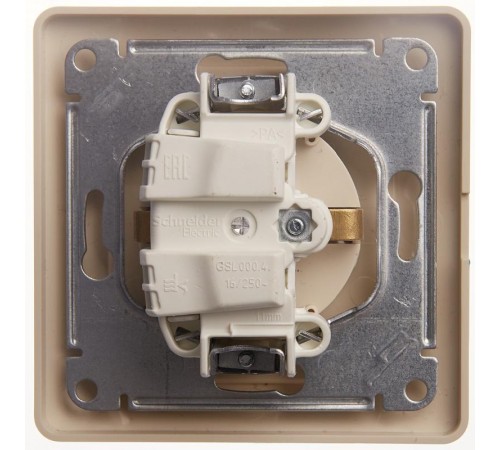 Glossa Бежевый Розетка с заземлением со шторками с крышкой, IP20 (в сборе с рамкой)  GSL000246  SE