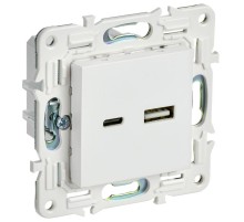 SKANDY Розетка USB A+C 3,1А SK-R14W арктический белый  SK-U22-D31-K01  IEK