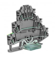 HDE.2/GR пружинный зажим трех-уровневый c заземлением на нижнем уровне 2,5 кв.мм, серый  ZHL500GR  DKC