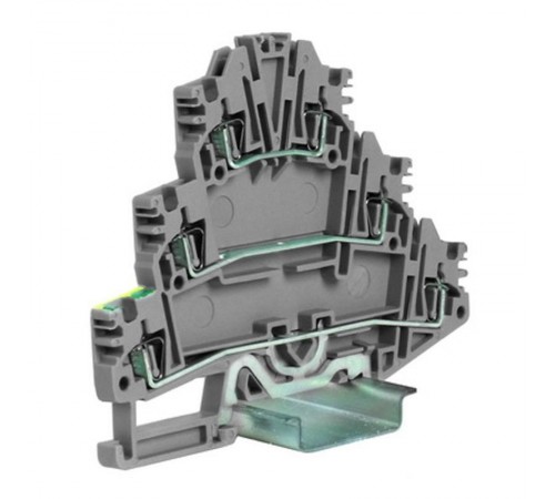 HDE.2/GR пружинный зажим трех-уровневый c заземлением на нижнем уровне 2,5 кв.мм, серый  ZHL500GR  DKC