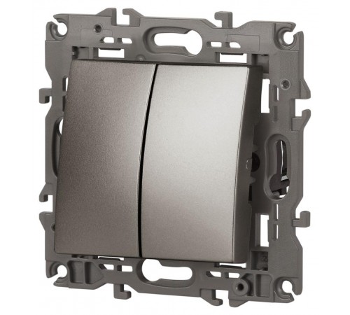 Переключатель Elegance 14-1112-16 перекрёстный двойной, 10АХ-250В, титан  Б0065798  ЭРА