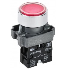 Кнопка LA167-BAF42 d=22мм 1р красная IEK  BBT20-BAF42-2-22-67-K04  IEK