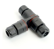 Соединитель-коннектор 3-контактный на 3 выхода, с СМК221 пружинным контактом IP68, черный, LD541  49194  STEKKER