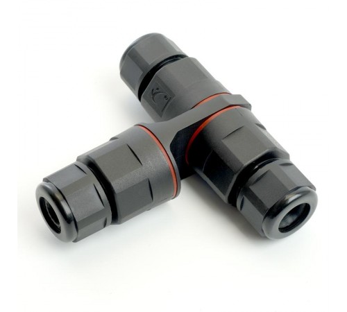 Соединитель-коннектор 3-контактный на 3 выхода, с СМК221 пружинным контактом IP68, черный, LD541  49194  STEKKER