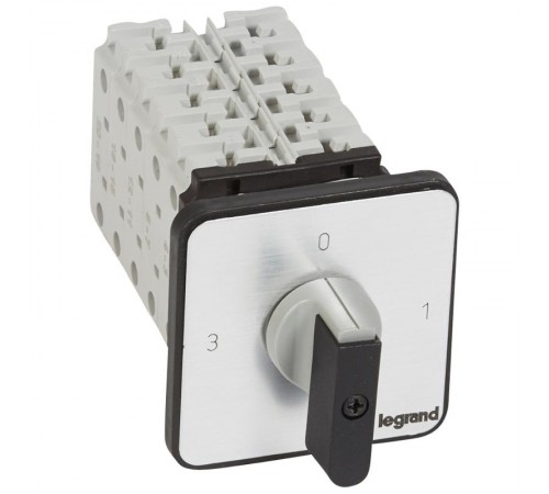 Трехпозиционный переключатель с положением ''0'' - PR 26 - 3П - 9 контактов - крепление на дверце  027505  Legrand