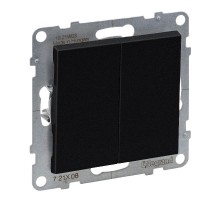 SUNO Переключатель двухклавишный 10А 250В. Безвинтовые зажимы. Цвет "Антрацит"  721408  Legrand