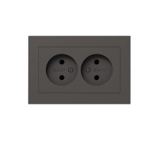 Механизм розетки двойной, 16А, без заземления, без шторок, с рамкой, мокко Эпика  UP1-SOM-200 EKF