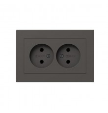 Механизм розетки двойной, 16А, без заземления, без шторок, с рамкой, мокко Эпика  UP1-SOM-200 EKF