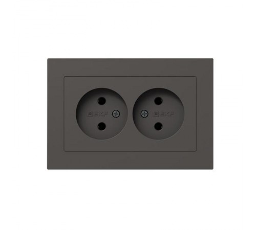 Механизм розетки двойной, 16А, без заземления, без шторок, с рамкой, мокко Эпика  UP1-SOM-200 EKF