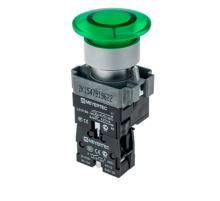 Кнопка грибовидная с LED подсветкой без фиксации, 220V AC/DC, 1NO, зеленый, 40 мм MTB2-BW3633  59642  ОВЕН