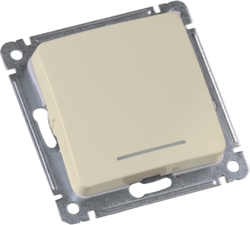 Выключатель скрытой установки, одноклавишный, с индикацией, механизм, цвет слоновая кость  ВС10-412-01  HEGEL