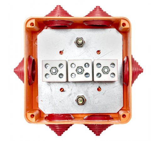 Коробка огнестойкая E90 100х100х50мм, с клеммником 6 полюсов 1,5-10 мм2 IP55  plc-kmrf-100-6-10  EKF