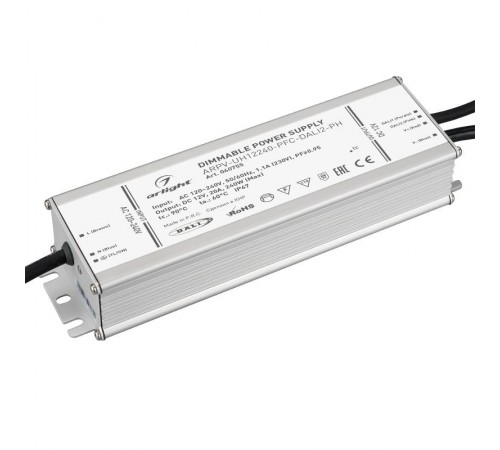 Блок питания ARPV-UH12240-PFC-DALI2-PH (12V, 20A, 240W) (Arlight, IP67 Металл, 7 лет)  040755  Arlight