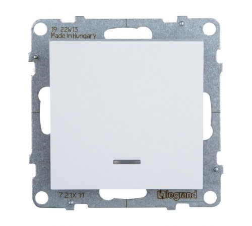 SUNO Выключатель 10АХ 250В с подсветкой/индикацией. Безвинтовые зажимы. Цвет "Белый"  721111  Legrand