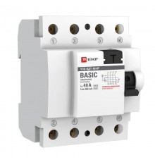 Выключатель дифференциальный (УЗО) ВД-40 4P 40А/300мА (электронное) Basicelcb-4-40-300e-simEKF