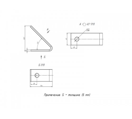STRUT-пластина угловая 45гр. 4 отверстия HDZ  stpu445-HDZ  EKF