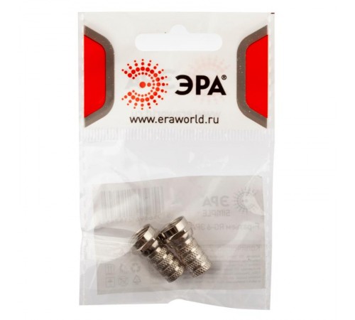 RS-F-6-2  F-разъем RG-6, simple (ПАКЕТ 2 ШТ.) (50/4000/96000)  Б0048286  ЭРА