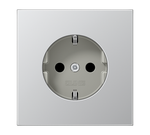 Штепсельная розетка SCHUKO 16А / 250В, пружинные зажимы; металл; алюминий; Aluminium  AL1520  Jung