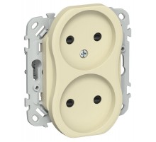 FLITE Розетка 2-ая без заземления со шторками быстрозажимные клеммы 10А РСш02-1-ФлН навахо  FI-R23-10-1-K87  IEK