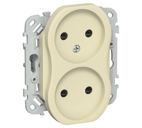 FLITE Розетка 2-ая без заземления со шторками быстрозажимные клеммы 10А РСш02-1-ФлН навахо  FI-R23-10-1-K87  IEK