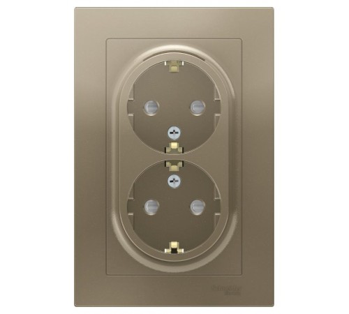 AtlasDesign Шампань Розетка 2-ая с заземлением, со шторками, 16А, (в сборе с рамкой)  ATN000526  SE