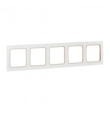 Стокгольм Рамка 5-местная белая с линией цвета шампань  EAM-G-306-20  EKF