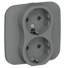 FLITE Розетка 2-ая с заземлением со шторками быстрозажимные клеммы 16А РСш12-1-А-ФлМА мокрый асфальт  FI-R24A-16-1-K80  IEK