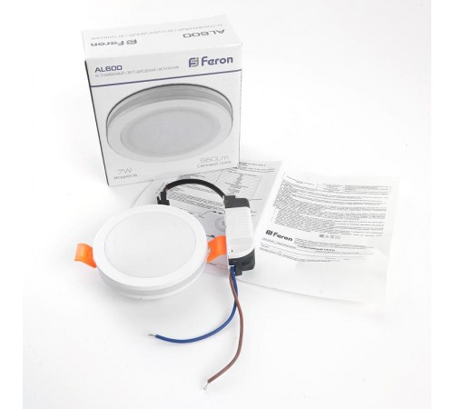 Светильник светодиодный встраиваемый декоративный AL600, 7W, 560 Lm, 4000К, белый  28905  FERON