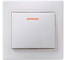 КВАРТА Белый Выключатель 1-клавишный с индикацией 10А ВС10-1-1-КБ  EVK11-K01-10-DM  GENERICA