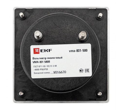 Вольтметр VM-A801 аналоговый на панель 80х80 (круглый вырез) 500В прямое подключение EKF PROxima  vma-801-500  EKF