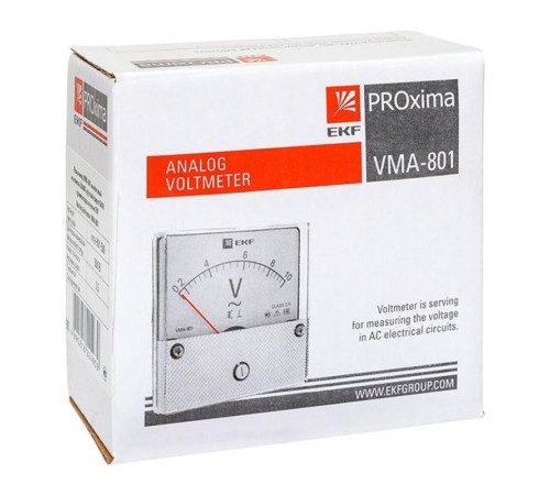 Вольтметр VM-A801 аналоговый на панель 80х80 (круглый вырез) 500В прямое подключение EKF PROxima  vma-801-500  EKF