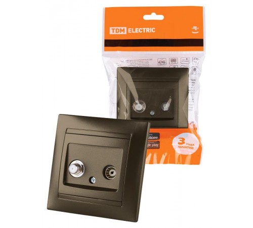 Розетка TV ("мама") + SAT (F-разъем) 0-2400МГц бронза "Лама"  SQ1815-0720  TDM