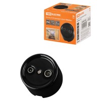 Розетка TV+R проходная черная "Болонь"  SQ1820-0256  TDM