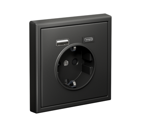 ArtGallery Базальт Розетка 16А с 2 USB A+C, 5В/2,4А/3,0А, 2х5В/1,5А, механизм  GAL001432  SE