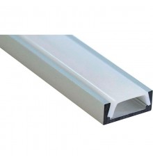 Профиль алюминиевый для светодиодной ленты накладной низкий с заглушками серебро CAB262  2м ( в комплекте 2 заглушки, 4 крепежа)  10267  FERON