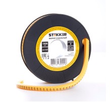 Кабель-маркер "0" для провода сеч.6мм , желтый (350шт в упак)  39123  STEKKER