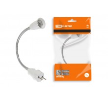 Переходник вилка-Е27 гибкий 300мм, белый,  SQ0335-1010  TDM