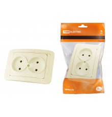 Розетка двойная 2П 10А сл. кость "Валдай"  SQ1804-0109  TDM