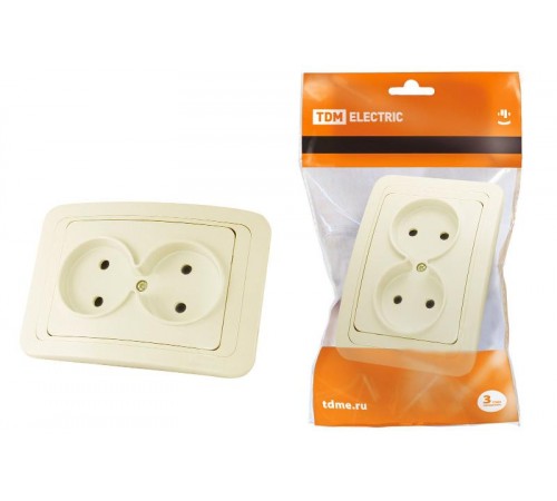 Розетка двойная 2П 10А сл. кость "Валдай"  SQ1804-0109  TDM