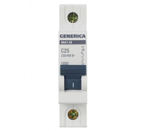 Выключатель автоматический однополюсный ВА47-29 25А C 4,5кА  MVA25-1-025-C  GENERICA