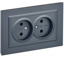 BRITE Розетка 2-ая без заземления без шторок10А в сборе РС12-2-БрМ маренго  BR-R20-10-K35-F  IEK