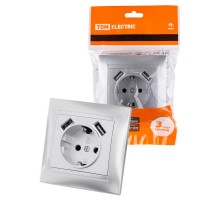 Розетка 2П+З 16А 250В + 2 USB порта 2,1А 5В металлик "Лама"  SQ1815-0242  TDM