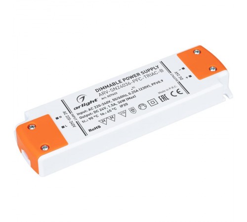 Блок питания ARV-SN24036-PFC-TRIAC-B (24V, 1.5A, 36W)  027633  Arlight