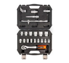 Набор инструментов НАИ-04/22 серия KBT-PROFESSIONAL с торцевыми шестигранными головоками и трещоткой 1/2"  91083  КВТ