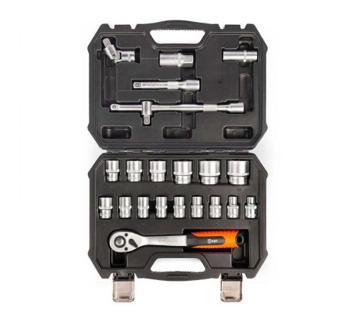 Набор инструментов НАИ-04/22 серия KBT-PROFESSIONAL с торцевыми шестигранными головоками и трещоткой 1/2"  91083  КВТ