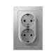AtlasDesign Алюминий Розетка 2-ая с заземлением, 16А, (в сборе с рамкой)  ATN000324  SE