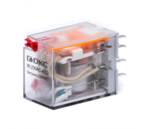 Одиночное реле, 4 перекидных контакта, 230 В AC, до 6 А  IR-230AC-4CO-D  DKC
